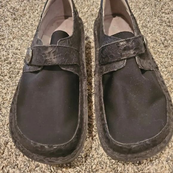 Alegria PG Lite Embossed Black Leather Slip On Shoes 38/8-8.5 - Picture 2 of 7